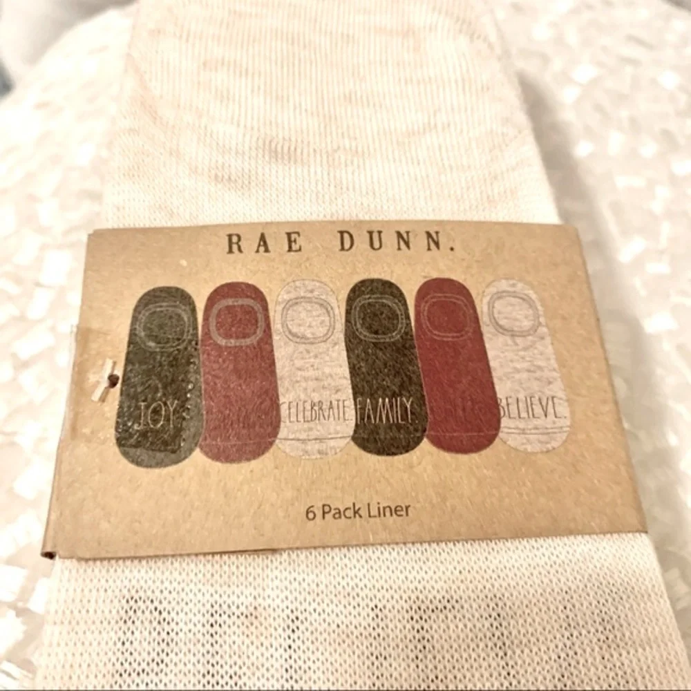 6 Pack Rae Dunn Liner No Show Christmas Socks